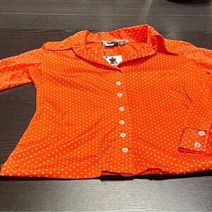 Vintage Red Polka Dot Button-Up Blouse